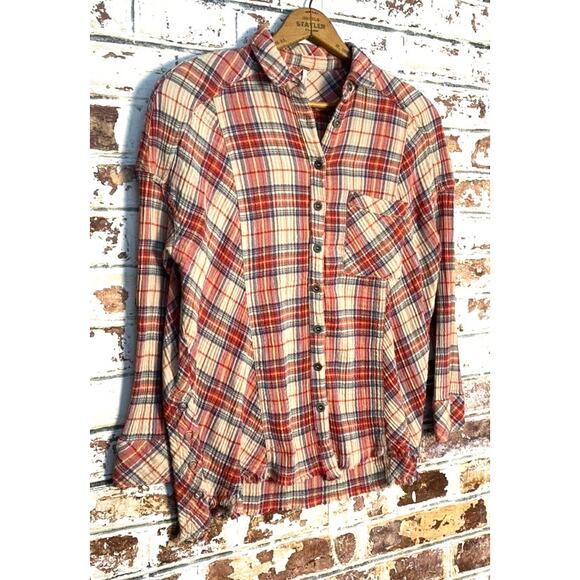 Free People Plaid Blouse in Red and Blue - Picture 8 of 14